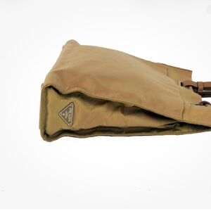 Prada Tan Nylon Tote with Silver Logo